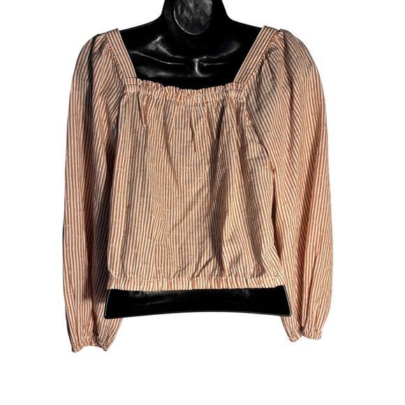 Madewell Striped Cotton Button-Up Puff Sleeve Blouse With Square Neckline - Picture 3 of 10